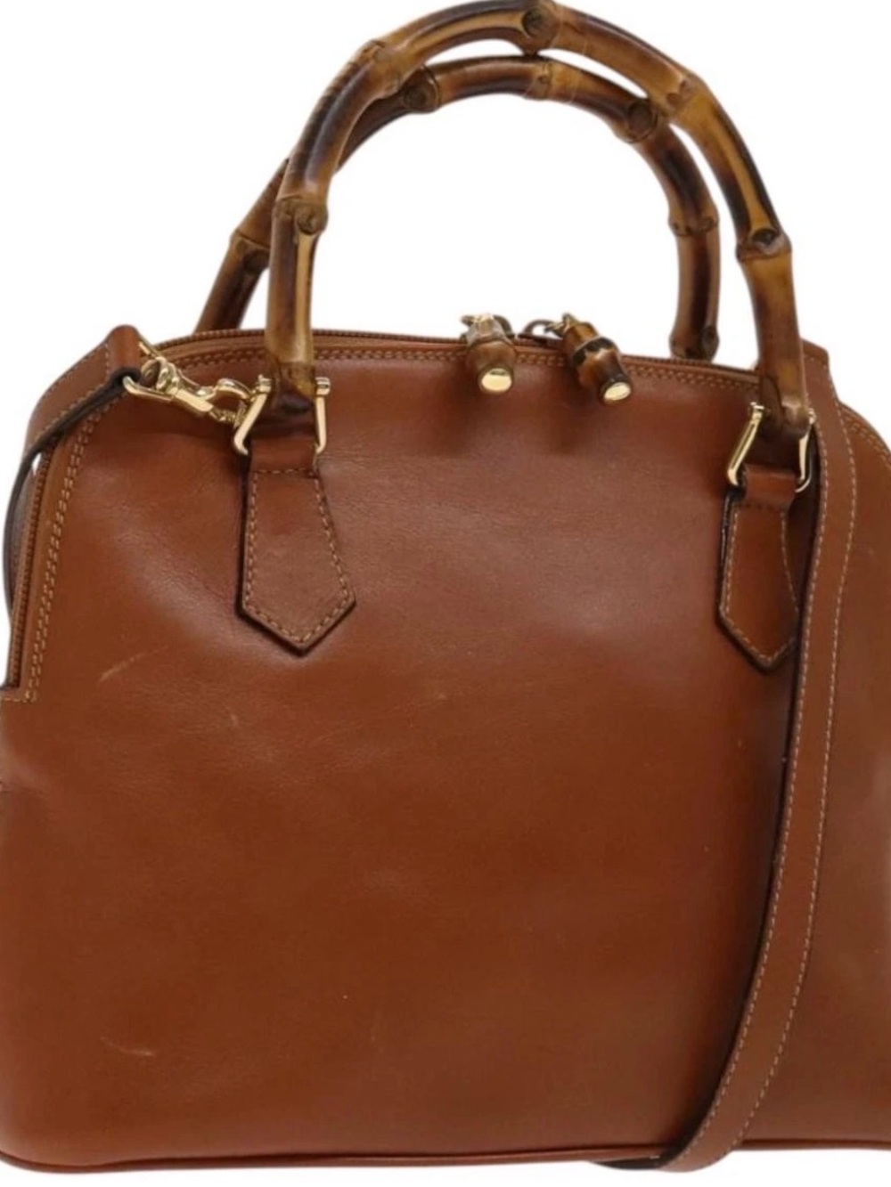 Gucci Mini Hand Bag Brown Leather Gold Toned Hardware